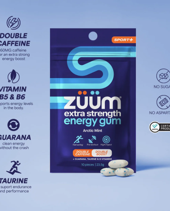 Zuum Energy Gum | Extra Strength - Arctic Mint [10 Chewing Gum Pieces]